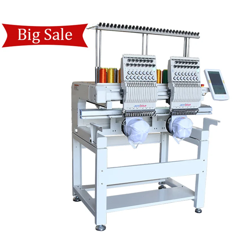 QHM Hot Sale Computerized 2 Head Shirt Flat Embroidery Machine With High Quality