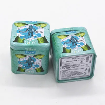 60x60 square flip hinge metal packaging Square Black Custom Printed Tea Packing Tin Box