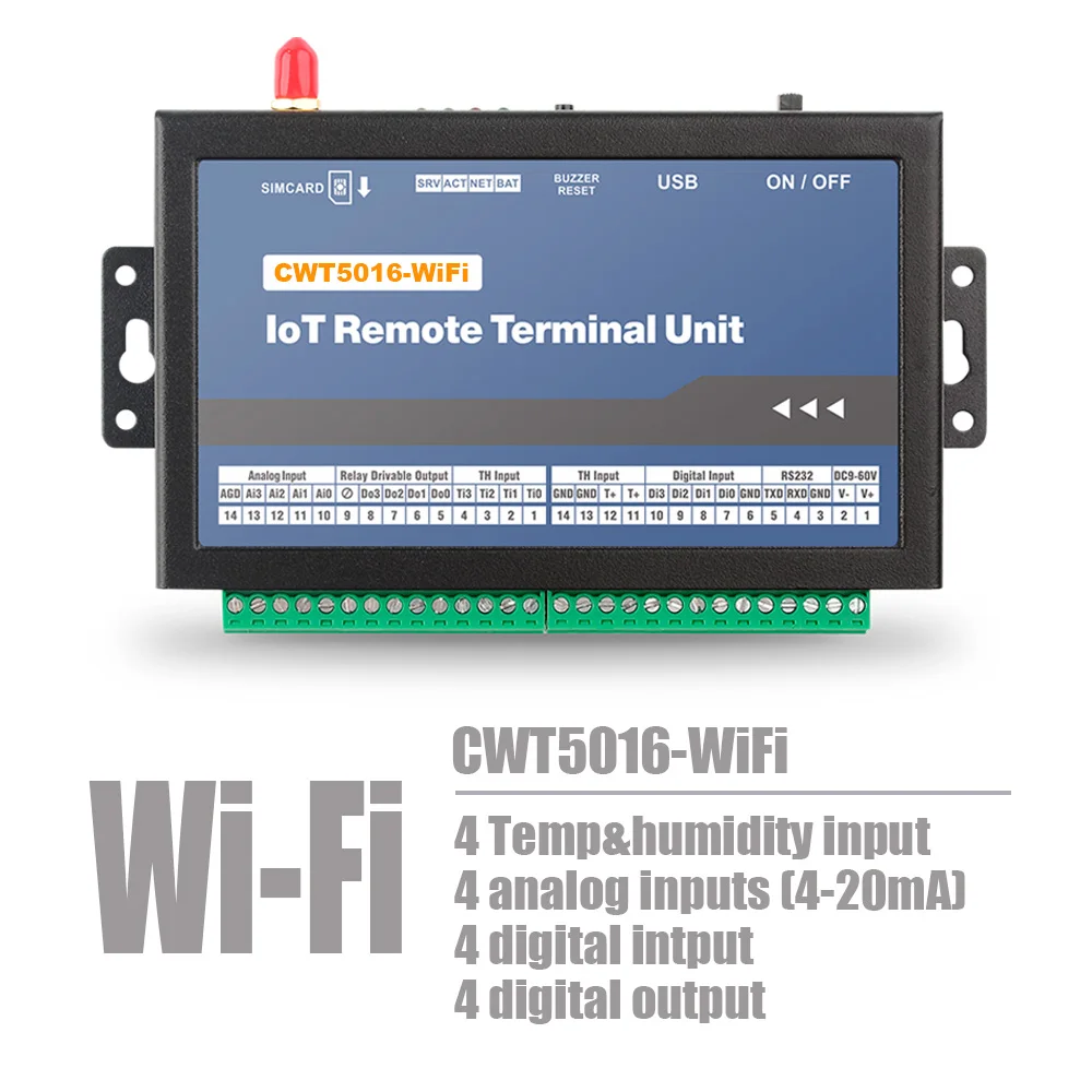 CWT5016 Gsm Sms WIFI 4G Temperature Control Alarm Data Logger Sms Alert Alarm System DS18B20 PT100 Temperature Sensor