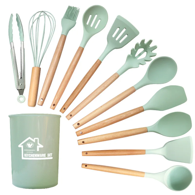 Professional level multi-style multi-color silicon utensils cooking kitchen