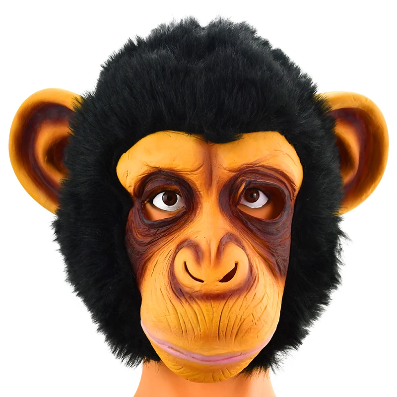 Deluxe Rubber Gorilla Mask for Halloween PVC Jungle Zoo Animal Fur Latex Monkey Overhead Face Mask Parties Realistic Accessories