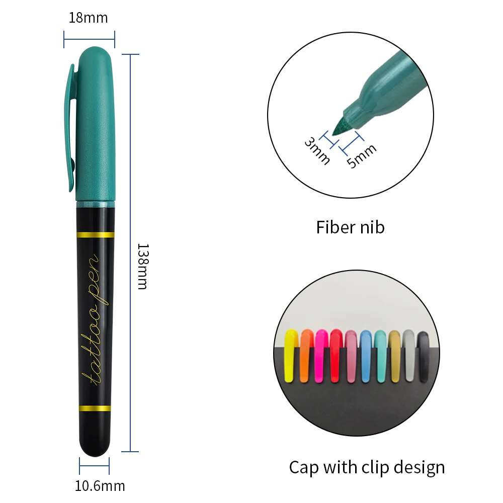 KHY Custom 10 Colors Non Toxic Temporary Tattoo Marker Pen Set