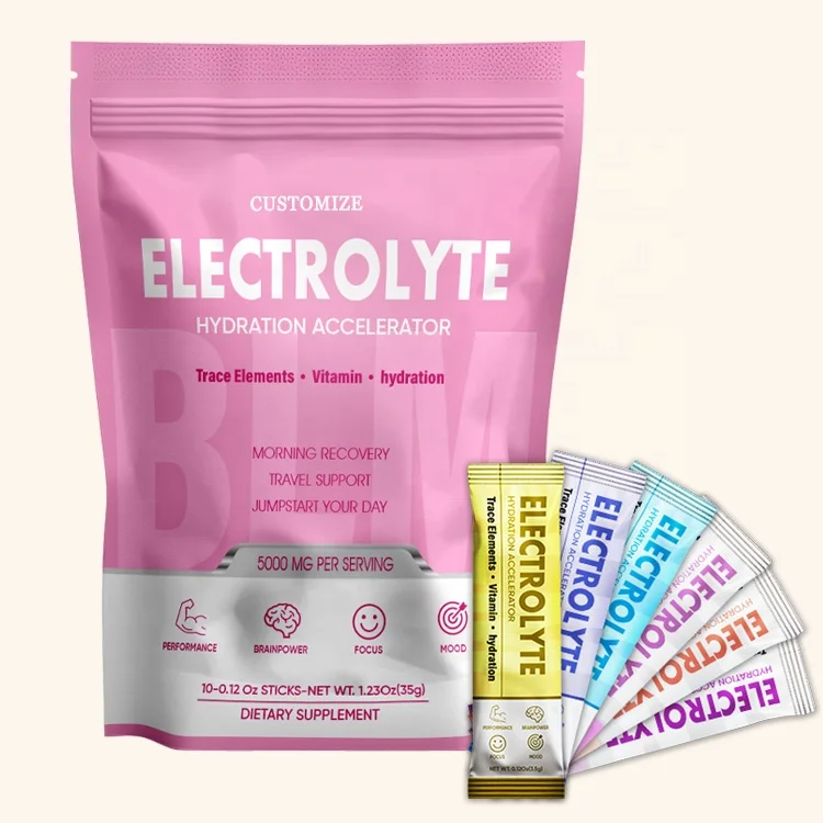 OEM Lemon Flavour Multiple Vitamins Minerals Hydration Electrolyte Powder with Stevia Electrolytes Energy Drink