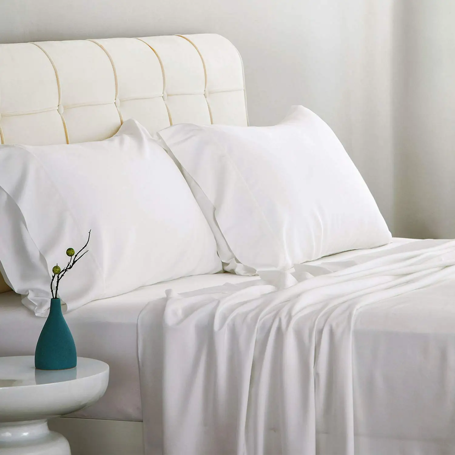 PURE BAMBOO Sheets King Size Bed Sheets 4 Piece Set Genuine 100% Organic Bamboo Luxuriously Soft & Cooling Double Stitching