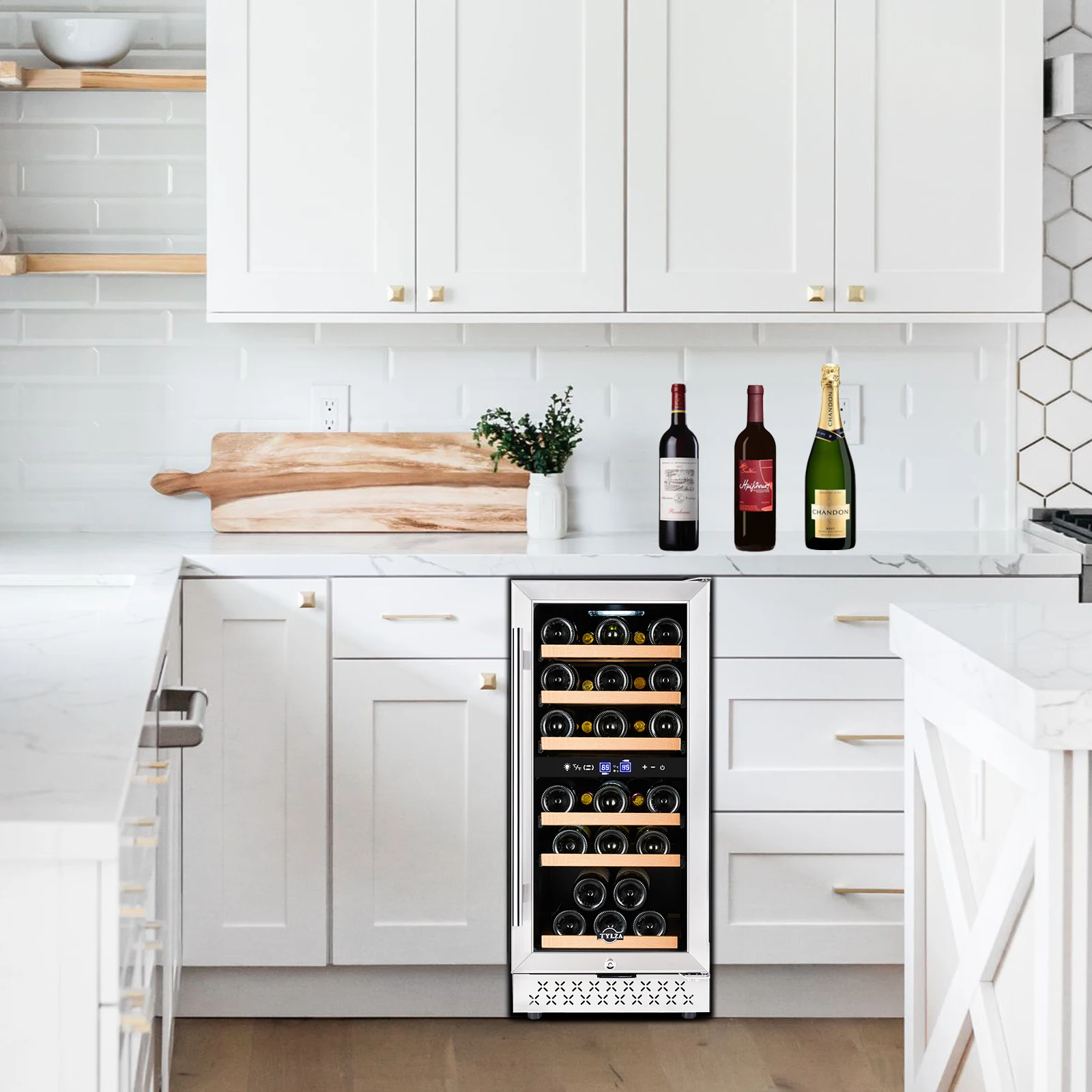 100L High Quality Small Wine Cellar Compressor Dual Zone Wine Cooler for Household Built in Wine Bar Cabinet Bottle Cooler