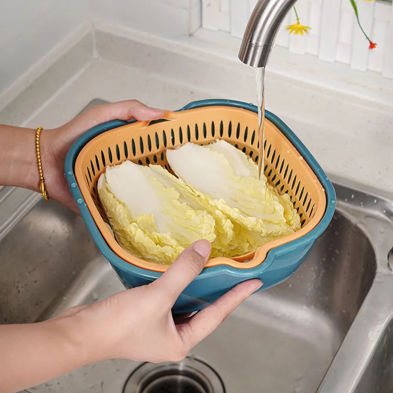 Hot Sales Kitchen Multi-Functional Drain Basket Wash Storage Fruit And Vegetables Plastic Drain Basket