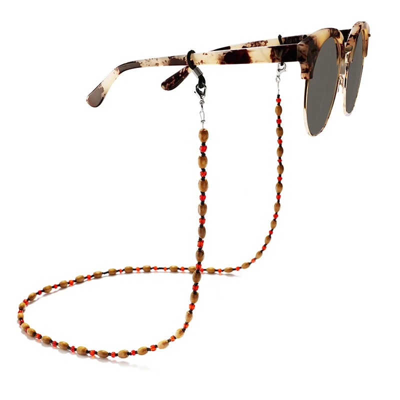 Retro Handmade Beaded Eyeglasses Rope Anti Slip Glasses Chain Masked Hanging Lanyards Wooden Sunglasses Decorative Hanging Cord