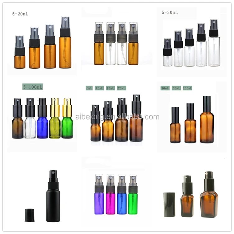 IBELONG Wholesale 5ml 10 ml 15ml 20ml Small Amber Glass Mist Spray Perfume Bottle Mist Atomizer Perfume Glass Bottle Supplier