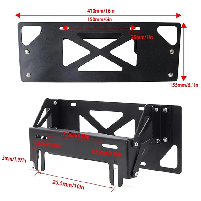 License Plate Holder 2018+ Jeep Wrangler Gladiator Frod F150 Bronco Compatible with Most Off-Road Vehicles Pickups SUV