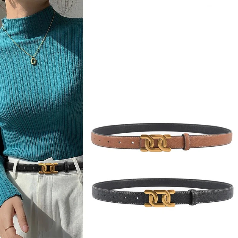 Top-layer Leather Belt For Women With Dress Jeans Slacks Casual Fashion Ladies Leather Belt
