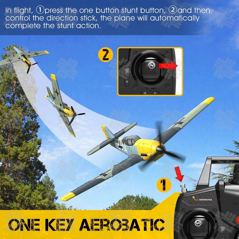 KW 76111 RC Airplane BF109 Fighter Fixed Wing Model RTF Outdoor Toys 2.4Ghz 4CH Electric Remote Control Aircraft Toys Flyer Gift