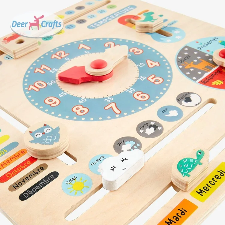 New arrival preschool learning cognitive season time/month wooden calendar toy for kids DF09028