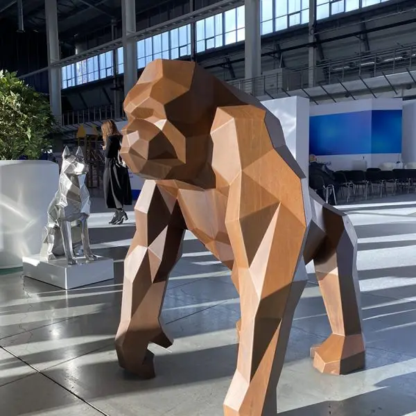 Modern Custom Design Disappear Abstract Metal Lion Statue Stainless Steel Animal Sculpture For Garden