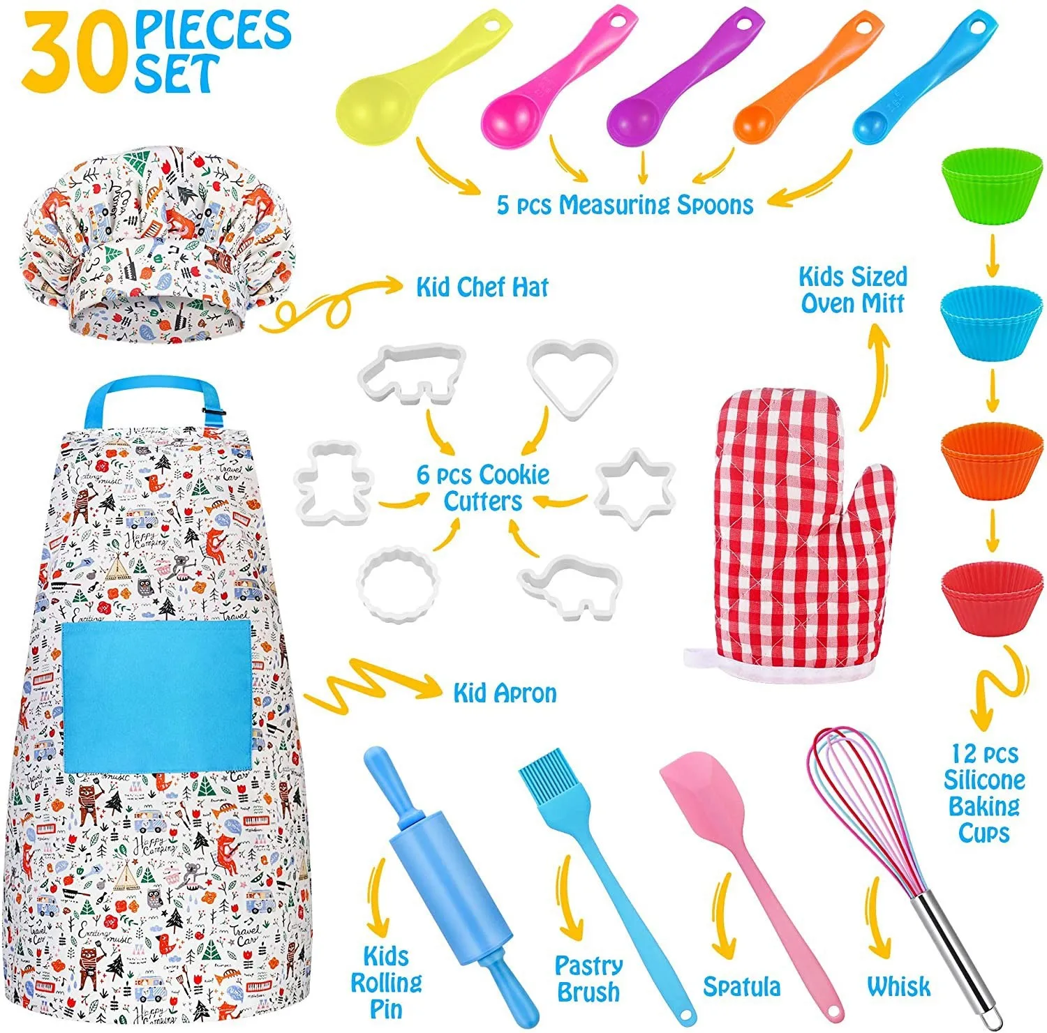  Amazon Hot 33 pcs Multifunctional Kids Baking Accessories Set with