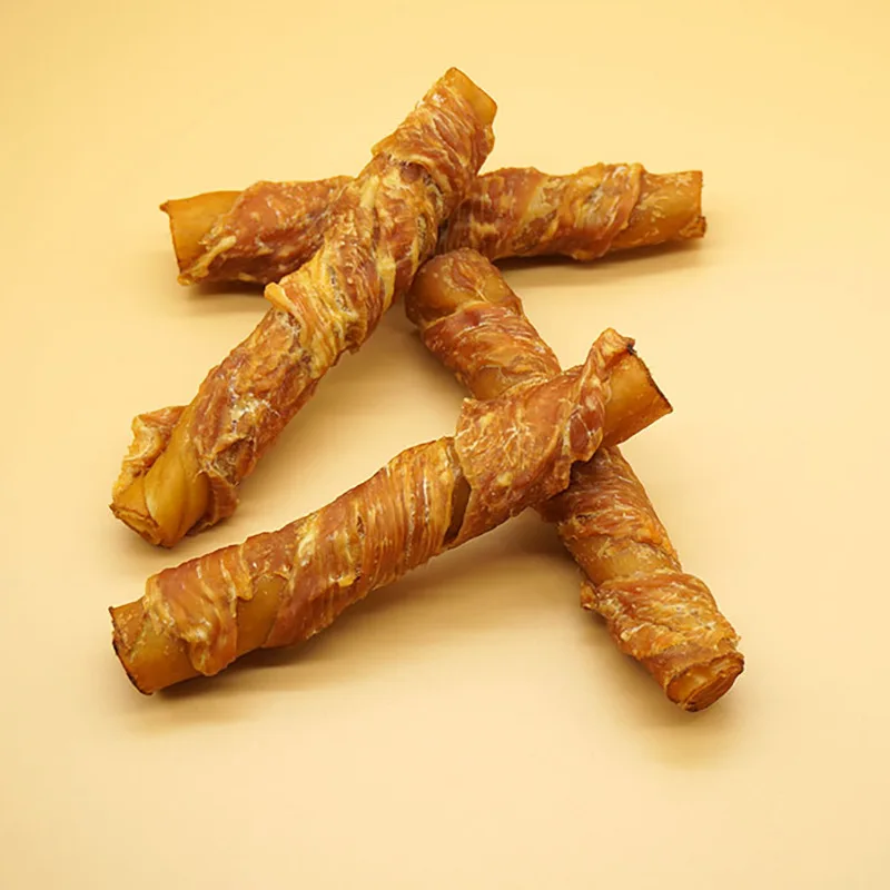 Manufacturer customized pig skin around chicken bone dog snack dog bite glue chicken molar stick