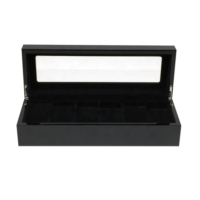Solid wood 6 slots wrist watch storage box with removable pillow