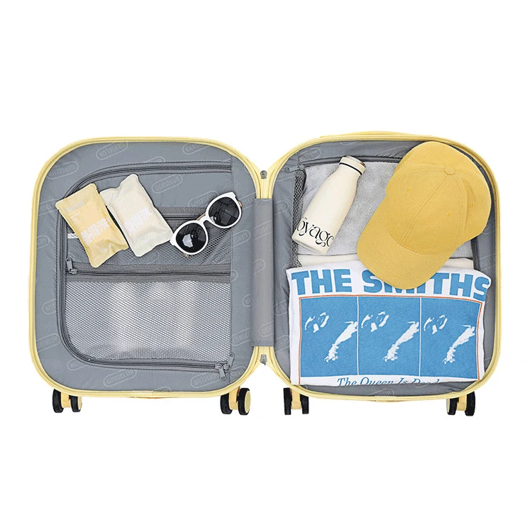 Wholesale OEM Custom Spinner PC Luggage Carry on Cabin Girl Trolly Travel Bags Suitcase Luggage Set with Usb Port and Cup Holder