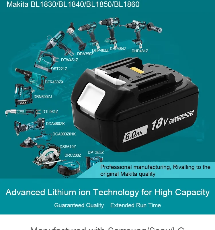 Custom BL1890 Cordless drills rechargeable battery power tool 18V battery for makitas power tools 18V 9Ah