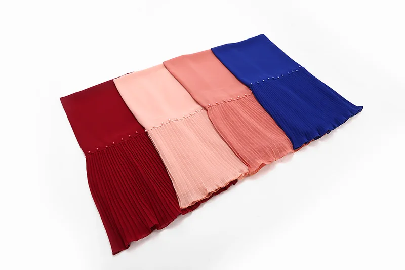 MXCHAN SJH2123 latest design classic beaded pleated hijabs muslim scarf hijab chiffon
