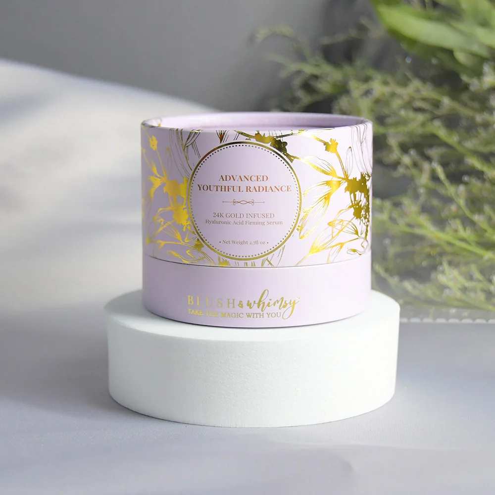 Customized eco friendly Rigid Cardboard Gift Paper Packaging white Round Tube Cylinder Honey Box With EVA Foam Insert