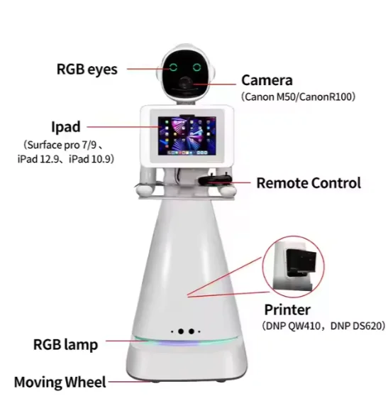 Flash Light Ipad Photo Booth Robot Wedding Shell Camera Remote Control Photo Booth Machine With Printer Shelf