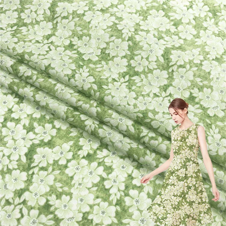 New Light Green Floral Pattern 100% Cotton Printed Fabric Women Dress Poplin Printed Fabric