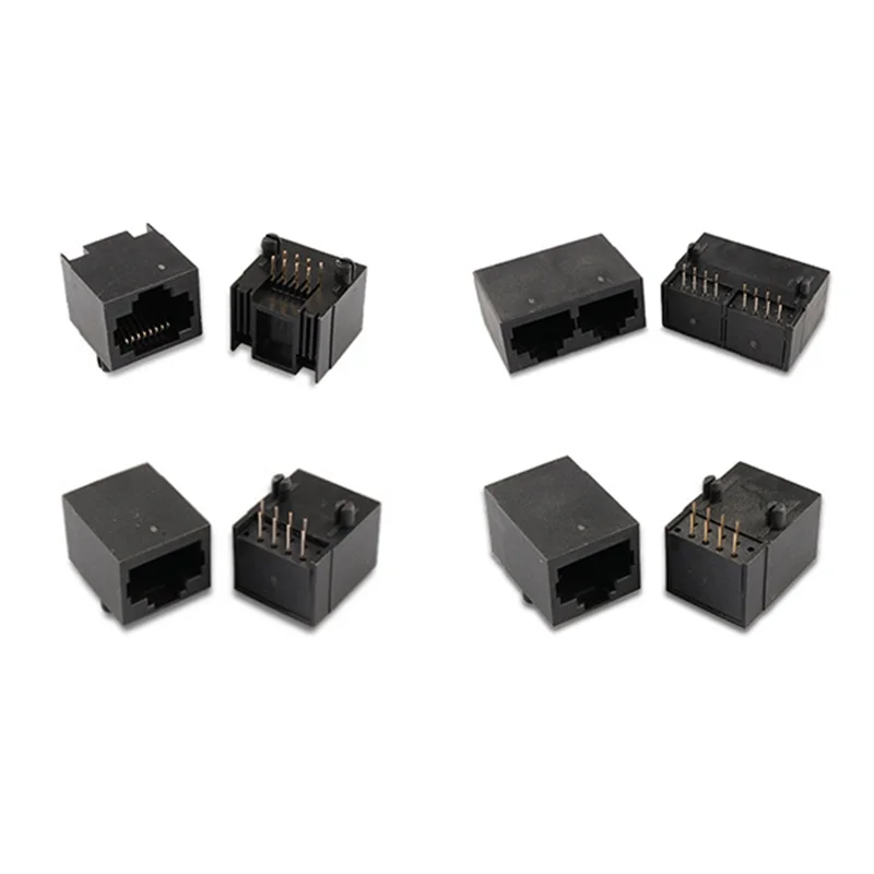 RJ45 Connector Single port no LED RJ 45 with light and spring female connectors 4 Port pcb jack 8P8C With Ethernet Socket