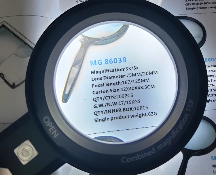 New style 6 LED Illuminated 2 UV Light Handheld Magnifier reading Optics Magnifying Glass