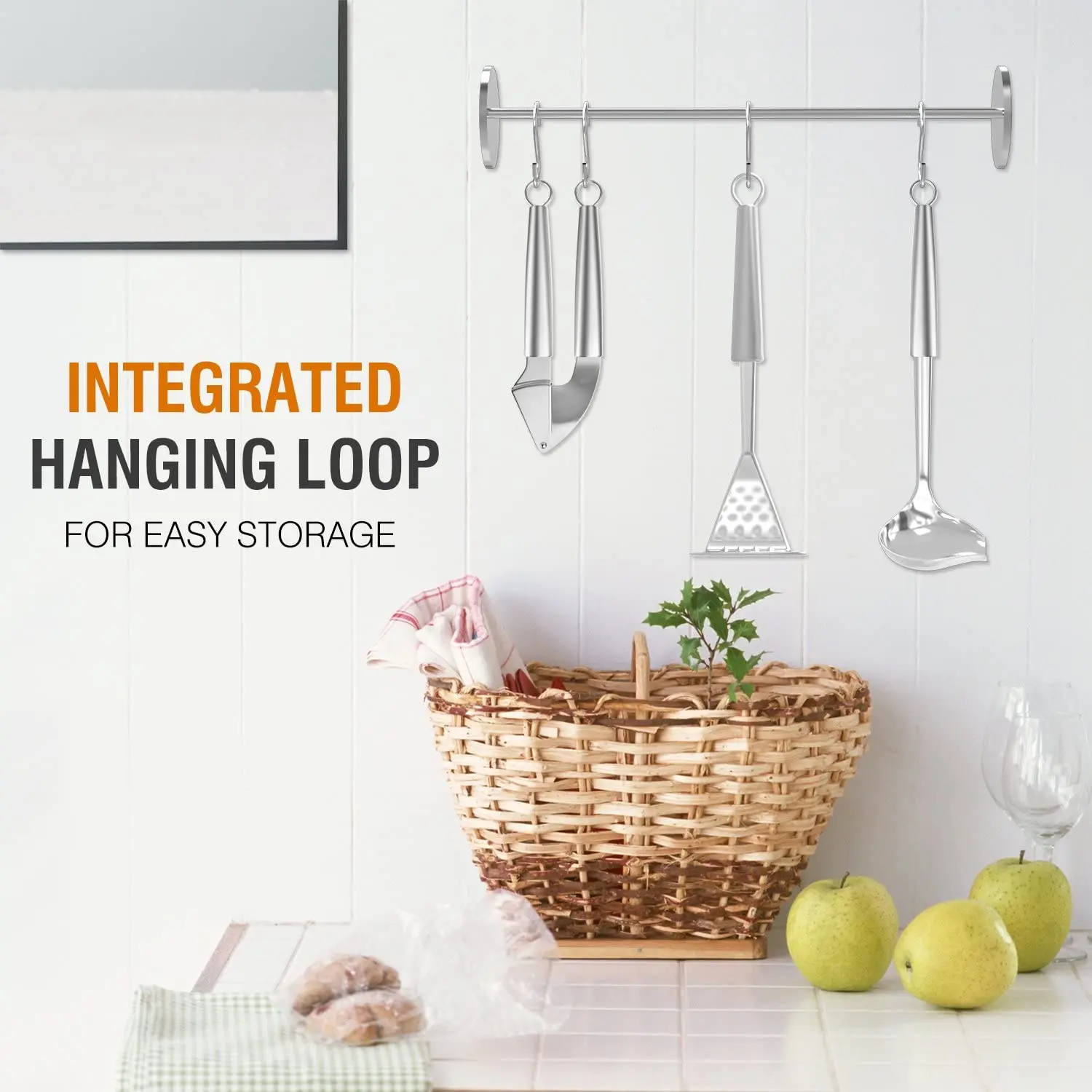 Stainless Steel Potato Masher with Fine-grid Mashing Plate and Stainless steel handle potato masher ricer