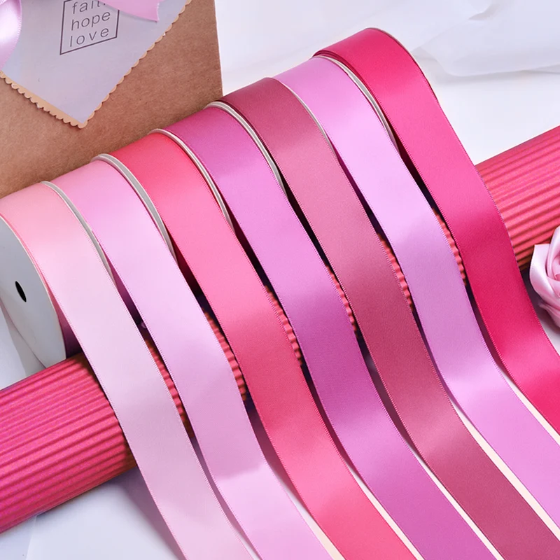 Custom 196 color single double faced satin ribbon for wedding decoration gift ribbon wrap