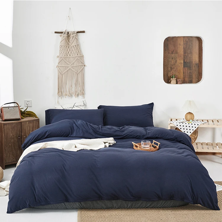 Wholesale Anti-bacteria Ultra Soft 100% Cotton jersey Knit Sheet Set plain bed queen size sheet set