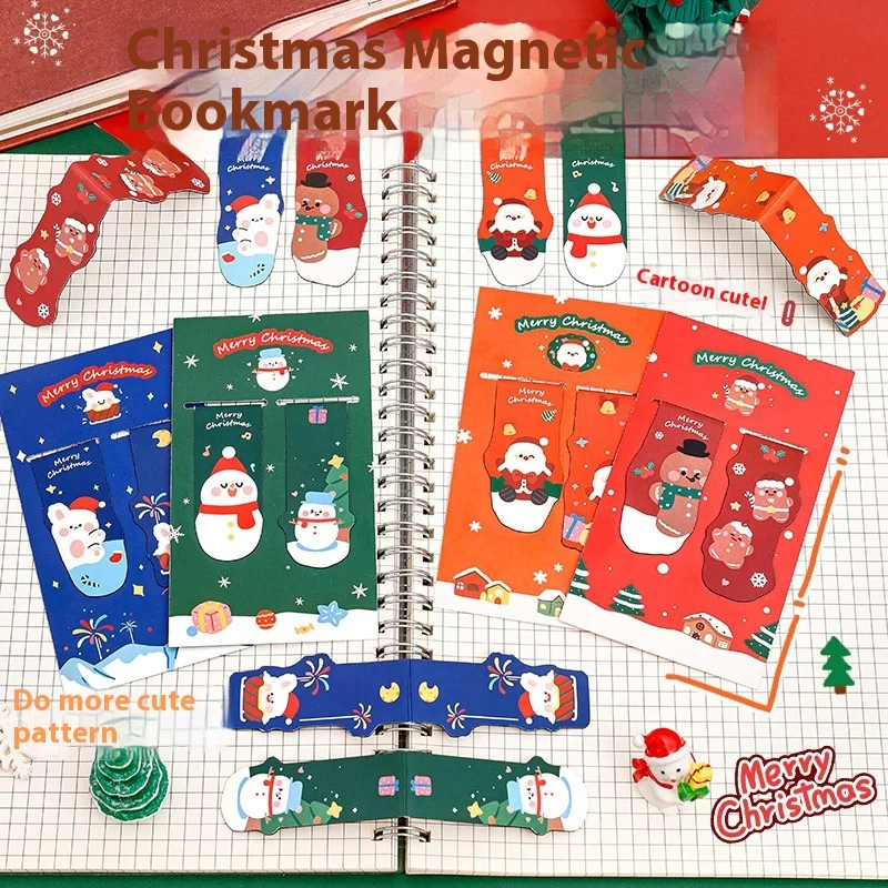 Magnetic Bookmarks Page Markers Paper Book Mark Christmas Printed Bookmark for Book Lovers Kids Reading wholesale stationery