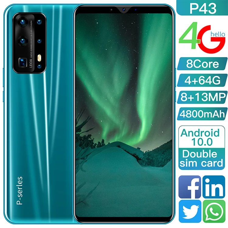  Лидер продаж мобильные телефоны P43 4 Гб + 64 8 Мп 13 МП 5 дюйма 4G по низкой цене самые дешевые смартфоны разблокированный сотовый