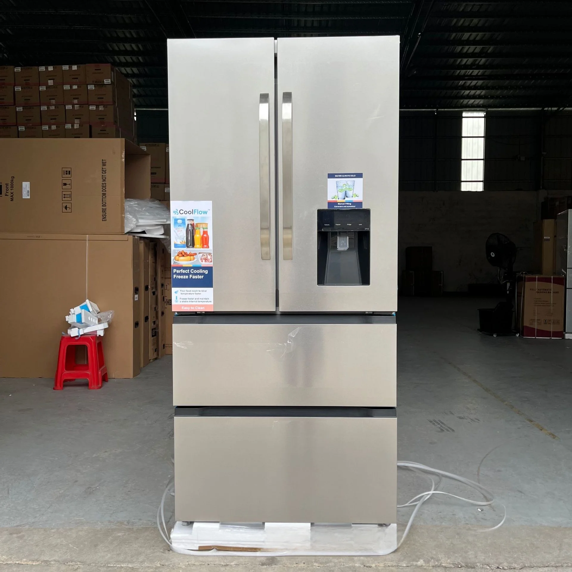 French style multi door household refrigerator with water dispenser MK628 air-cooled frost free variable frequency 554L liter