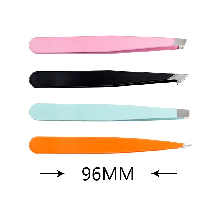 Пинцет для бровей из нержавеющей стали с заостренной/наклонной головкой и полиуретановой коробкой