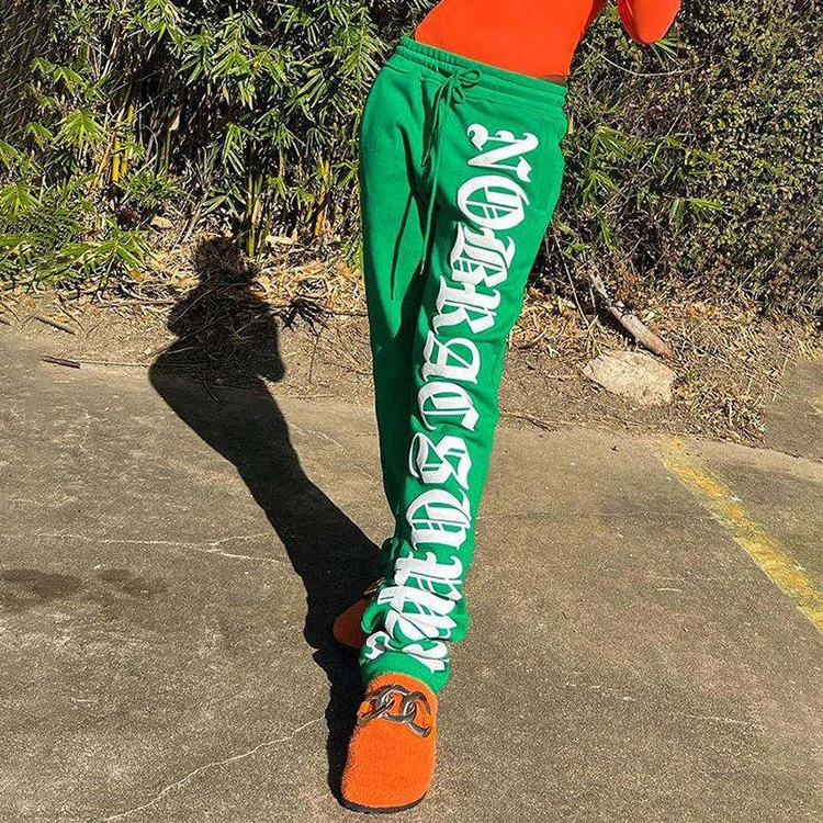 Custom Logo 3d Puff Print Sweat Pants Hip Hop Streetwear Pants Factory Cotton Fleece Jogger Sweatpants