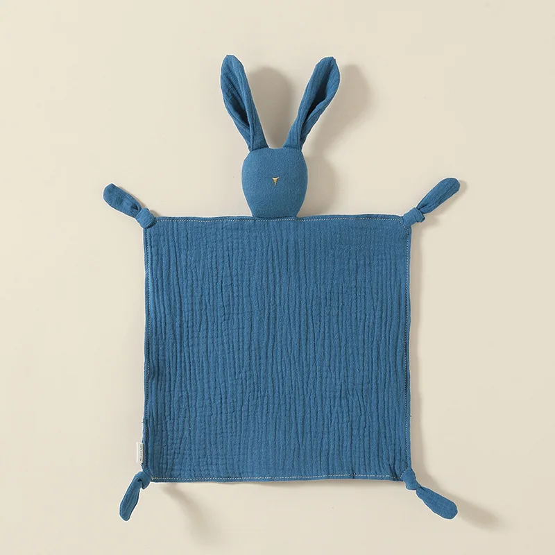 100% Cotton Baby Security Blanket Solid Color Bunny Baby Comfort Blanket Toys For Baby Sleeping