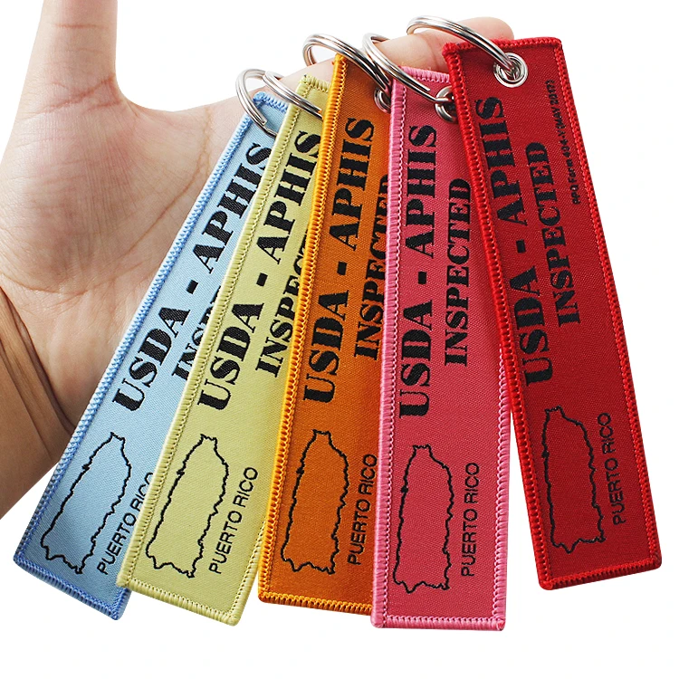 Cheap Custom Fabric Gifts Embroidery Keychain Car Biker Logo Flight Key Ring For Patch Key Tag