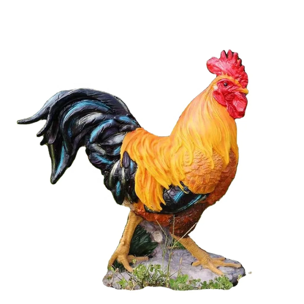 Outdoor Simulation Rooster Decoration Zodiac Chicken Resin Crafts Garden Decoration Hen Sculpture Simulation Animal Model