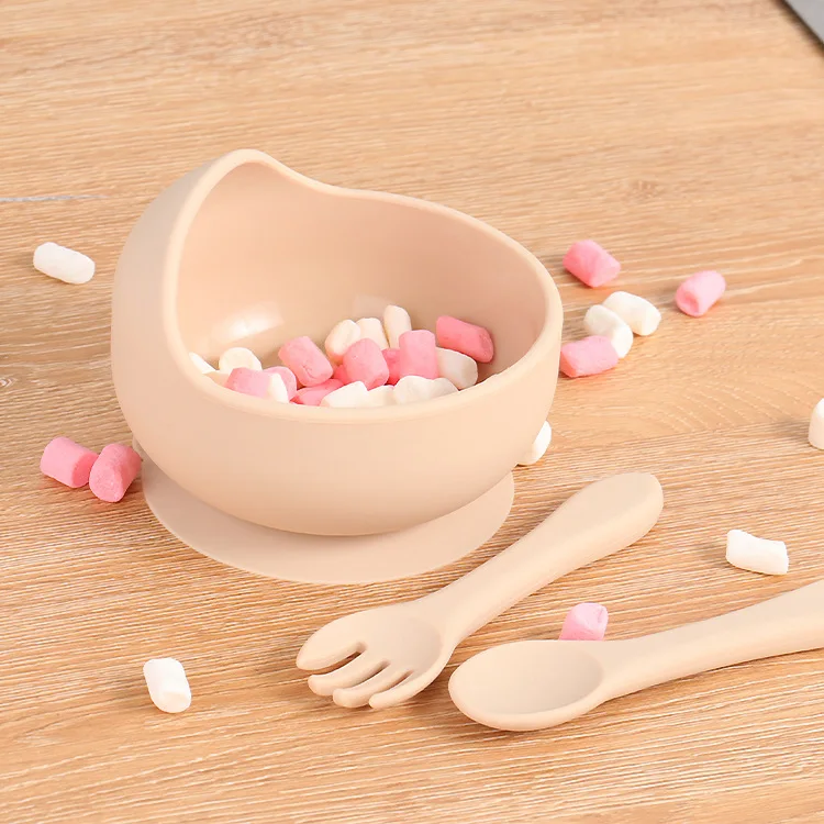 Factory Spot Silicone Sucker Bowl Children Feeding Tableware Baby Complementary Training Bowl Baby Bowl Set