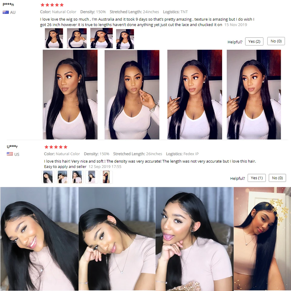  13x4 Front Lace 100% Natural Virgin Human Hair Wig for Black Women 150% 180% Density Brazilian Bone Straight