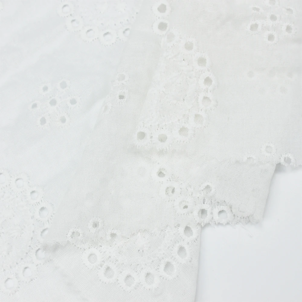 Golden Supplier Cut Work Eyelet Flower Lace 100% Cotton Embroidery Swiss Fabric For Dress