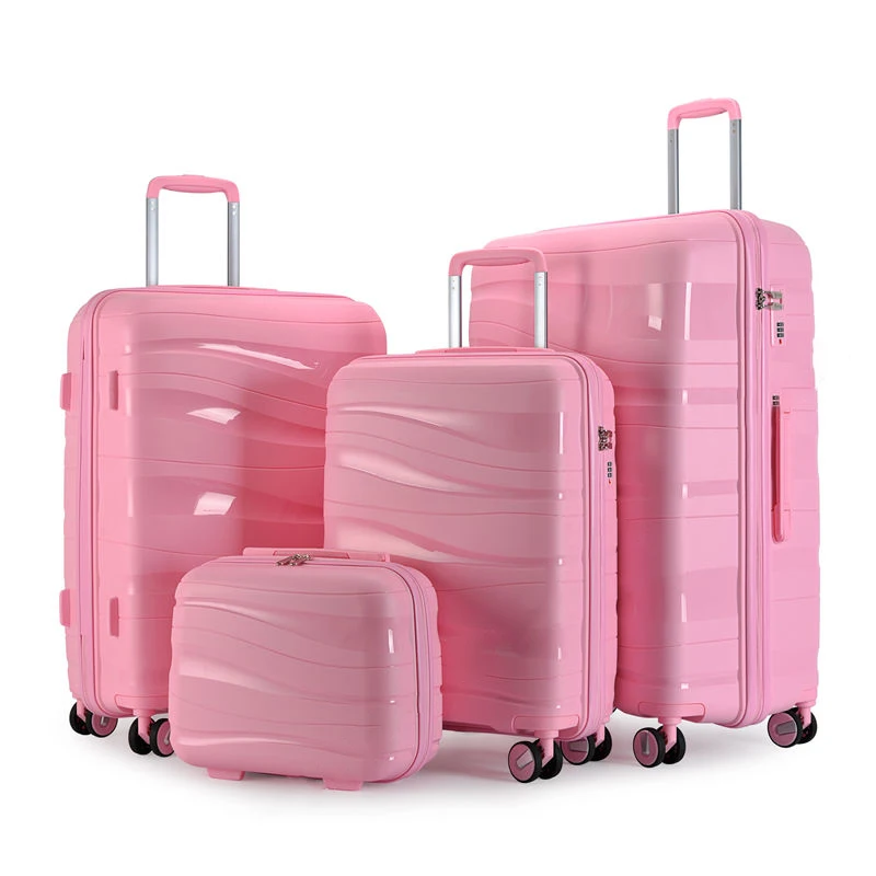 2023 Wholesale Customized PP Hard Shell Luggage Carry On Hand Travel Trolley Case Bag Pink  Suitcase Luggage 3 pec Set