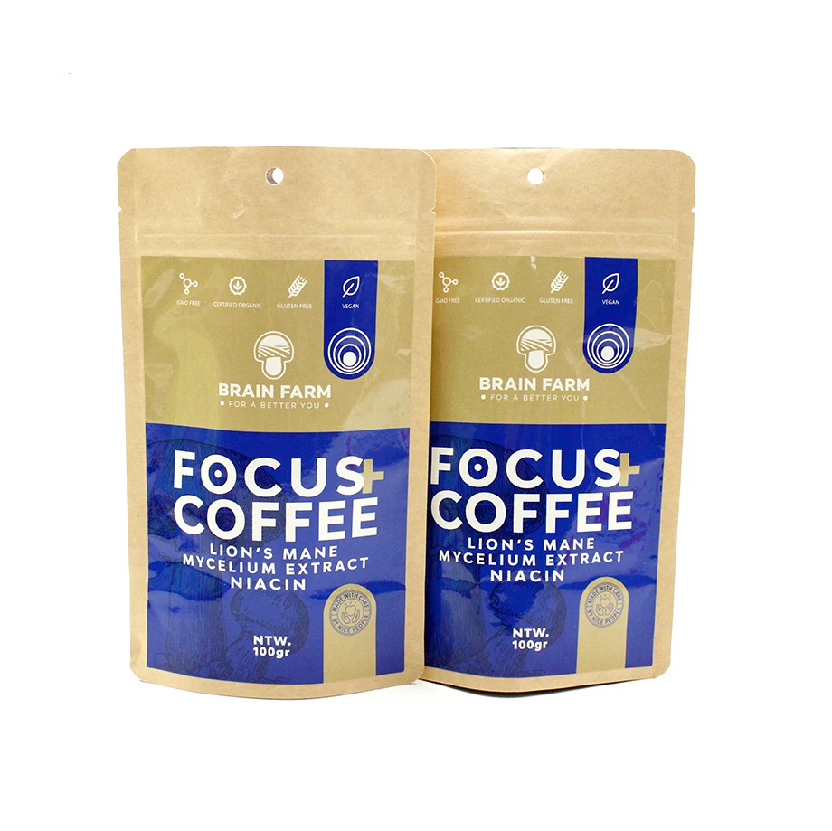 Resealable Ziplock Biodegradable Kraft Paper Bag Eco