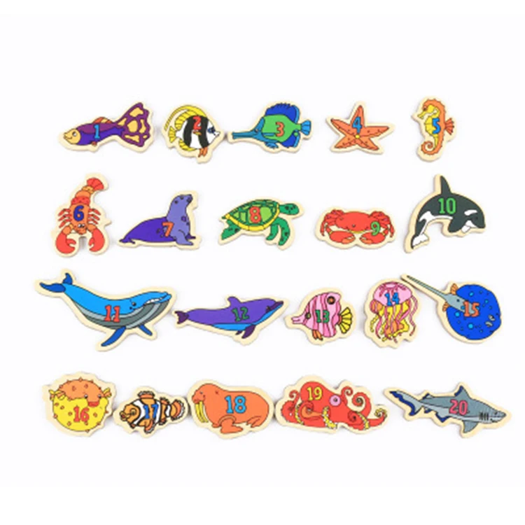 
Wooden Fishing Fridge Magnet Toy Magnetic Alphabet Letters and Numbers for Kids 