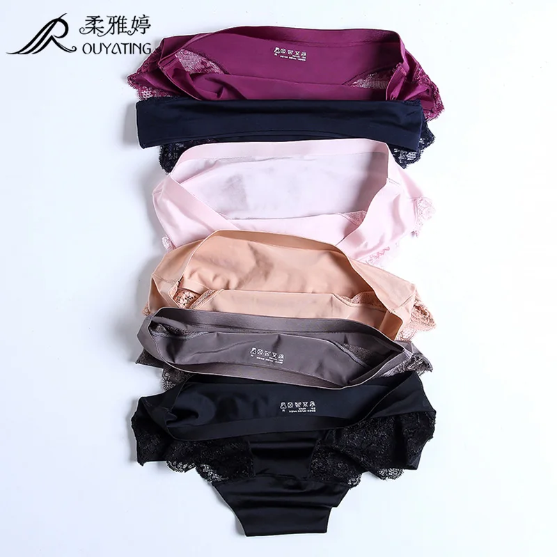 OEM бесплатный образец женского нейлонового спандекса Шелковистое женское сексуальное нижнее белье кружевные бесшовные трусики