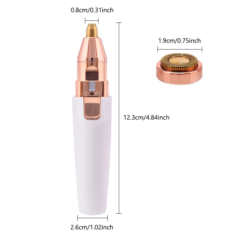 2 In 1 Electric eyebrow trimmer USB Rechargeable hair remover women shaver LED light lady Epilator Razor face Makeup