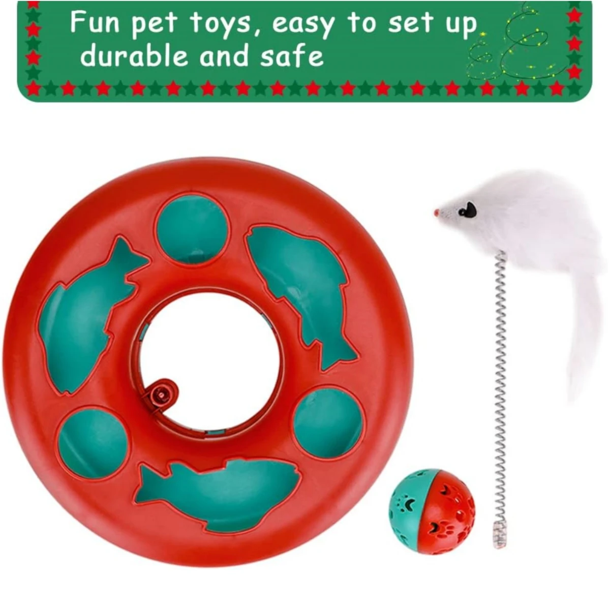 2 in 1 Interactive Pets Funny Plastic Roller Tracks Spring Mouse Cats Kittens Toy With Exercise Balls Teaser