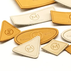 Best Price Custom Shape Embossed Brand Triangle Round Rectangle Clothing Tag Metal Casting Pu Leather Patches