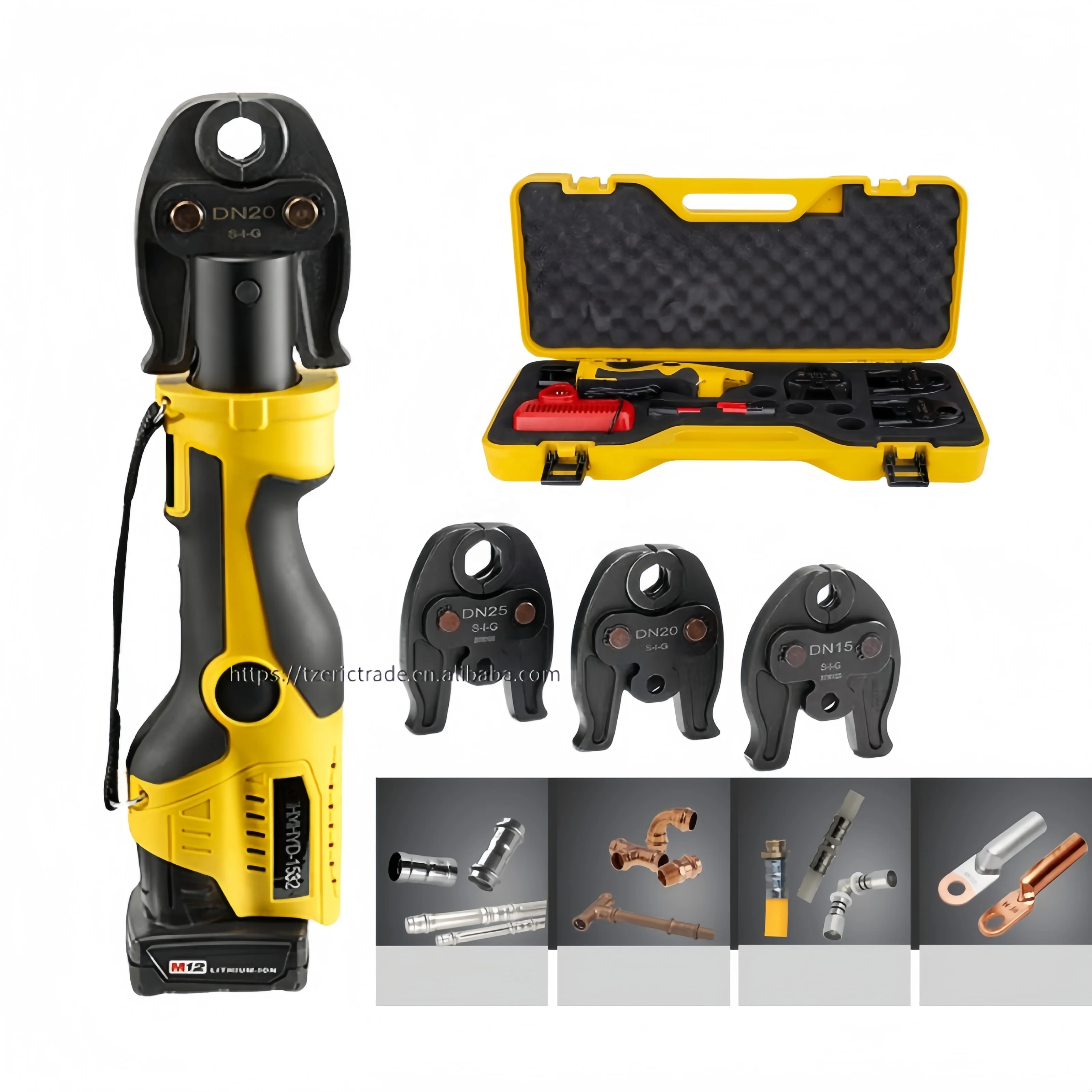 Highly Recommended  Battery Portable Pro Press Hvac Tools Kit 1/2 3/4 Pipe Crimping Plumbing Machine Copper PEX Stainless Steel